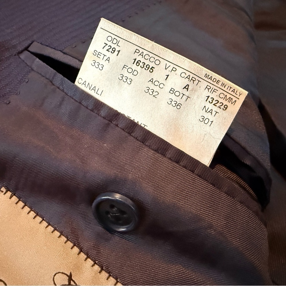 CANALI Travel + Water Resistant Navy Blue Striped Wool Sport Coat Men’s Size 46R - Picture 14 of 15